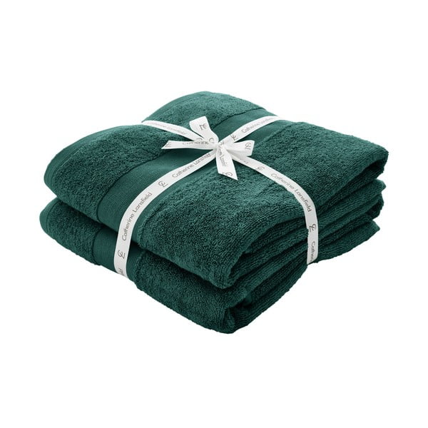 Temno zelene frotirne bombažne brisače v kompletu 2 ks 90x140 cm Anti-Bacterial – Catherine Lansfield-image-4