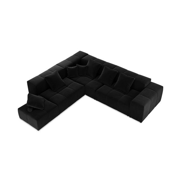 Črni žametni kotni kavč (obojestranski) Rome Velvet - Cosmopolitan Design -image-3