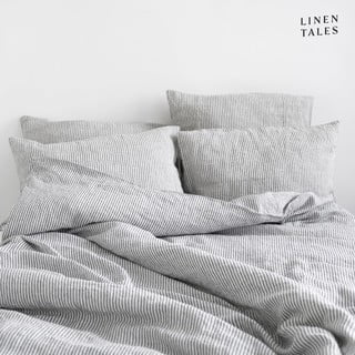 Črna/bela podaljšana lanena posteljnina za zakonsko posteljo 200x220 cm – Linen Tales