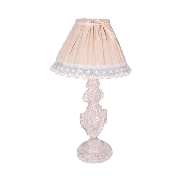 Svetlo rožnata namizna svetilka s tekstilnim senčnikom (višina 56 cm) – Antic Line