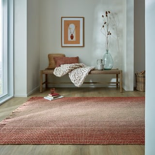 Rdeča obojestranska ročno tkana preproga iz mešanice jute 160x230 cm Jute Ombre Red – Flair Rugs