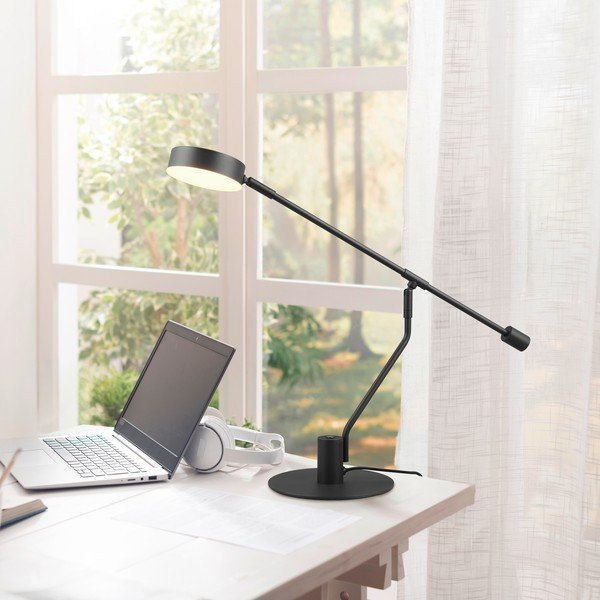 Mat črna LED namizna svetilka z upogljivo konstrukcijo (višina 64 cm) Manduro – Trio-image-1