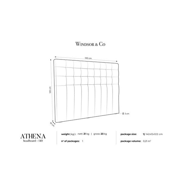 Sivo žametno vzglavje Windsor & Co Sofas Athena, 140 x 120 cm-image-4