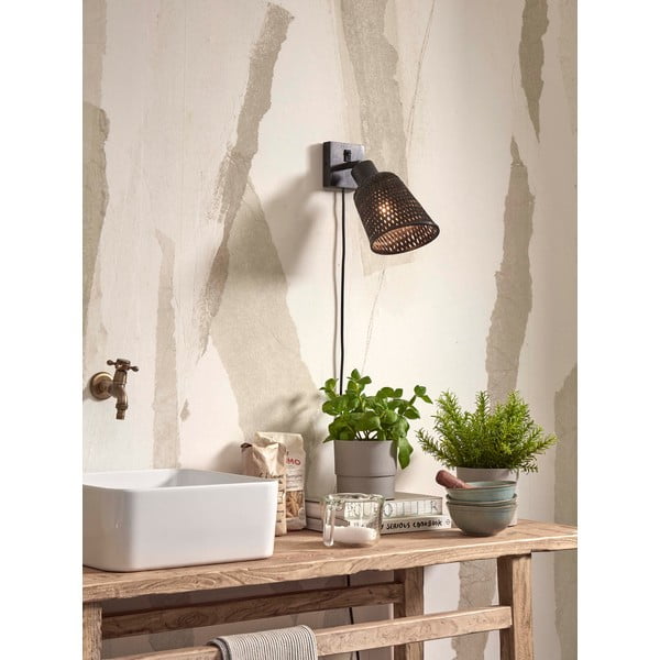 Črna stenska svetilka ø 15 cm Java – Good&Mojo-image-1