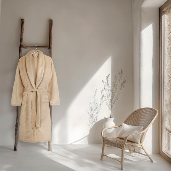 Bež kopalni plašč iz mikropliša velikosti XL/XXL Polyvelvet – Good Morning-image-1