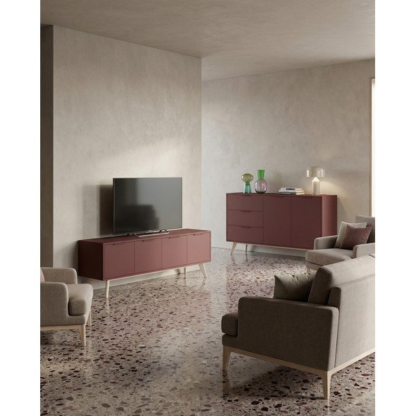 TV omarica v mat dekorju v barvi terakote 140x53x40 cm Campus – Marckeric-image-1