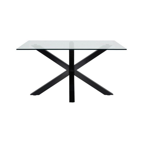 Črna klubska mizica s stekleno mizno ploščo 70x130 cm Argo – Kave Home