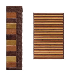 Gorčično rumena in rjava bambusova preproga 60x90 cm – Casa Selección