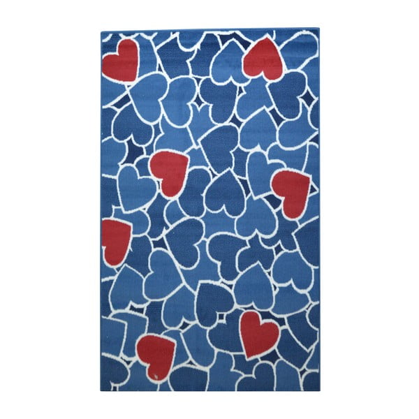 Modra in rdeča preproga Webtappeti Love, 120 x 170 cm