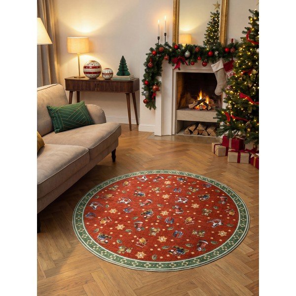 Rdeča/zelena okrogla preproga z božičnim motivom ø 200 cm Toy's Delight Nostalgic Noel Red Green – Villeroy&Boch-image-1