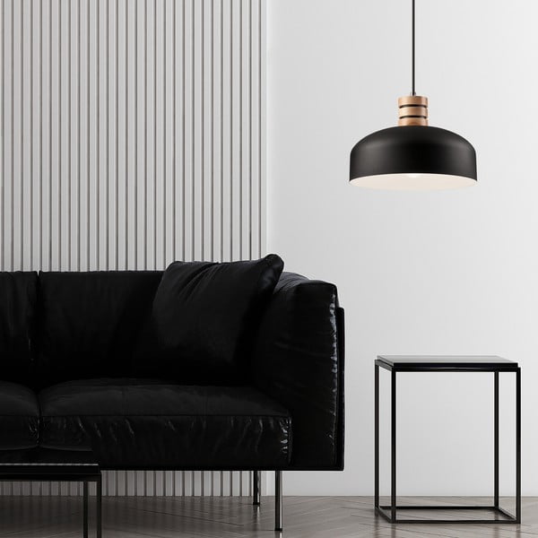 Črna viseča svetilka s kovinskim senčilom ø 30 cm Cosmo – LAMKUR-image-1