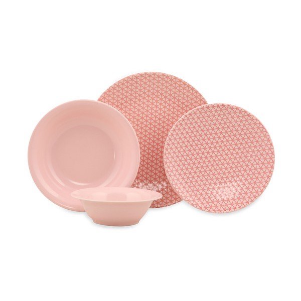 24-delni rožnato-bel jedilni set iz porcelana Kütahya Porselen Amelia