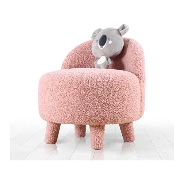 Svetlo rožnat otroški fotelj iz tkanine bouclé Moouv – Artie