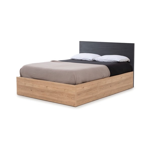 Siva zakonska postelja s prostorom za shranjevanje in letvenim dnom 160x200 cm Kronos - Marckeric