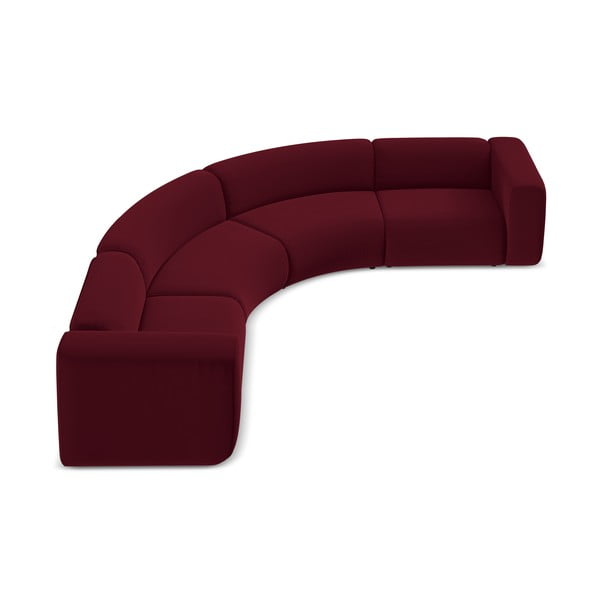 Bordo rdeča žametna kotna sedežna garnitura Ekahi – Makamii-image-3