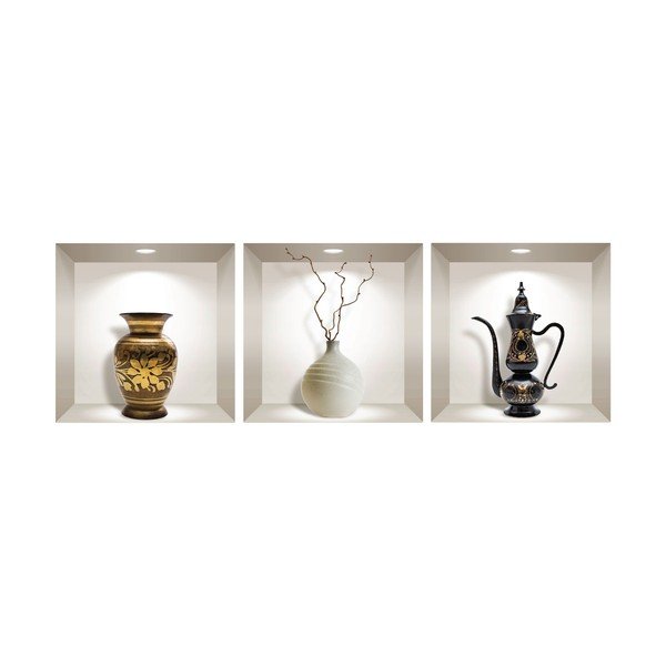 Komplet 3 3D stenskih nalepk Ambiance Decorative Objects-image-2