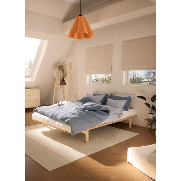 Zakonska postelja iz borovega lesa z letvenim dnom Karup Design Pace Natural, 140 x 200 cm-image-1