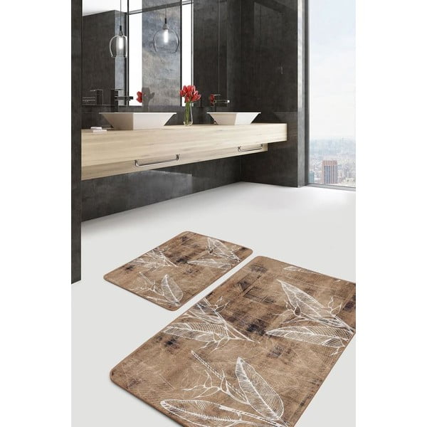 Rjave žametne kopalniške preproge v kompletu 2 ks 60x100 cm – Mila Home-image-4