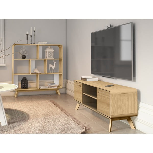 TV omarica v hrastovem dekorju v naravni barvi 140x53 cm Cassie - Støraa -image-1