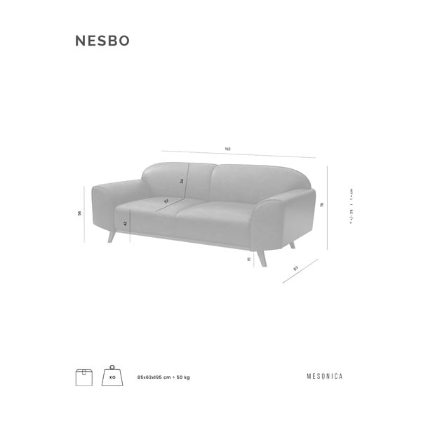 Temno siva usnjena sedežna garnitura 193 cm Nesbo – MESONICA-image-3