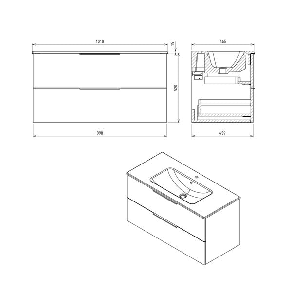 Stenska omarica brez umivalnika v hrastovem dekorju v naravni barvi 100x52 cm Cirasa – Sapho-image-3