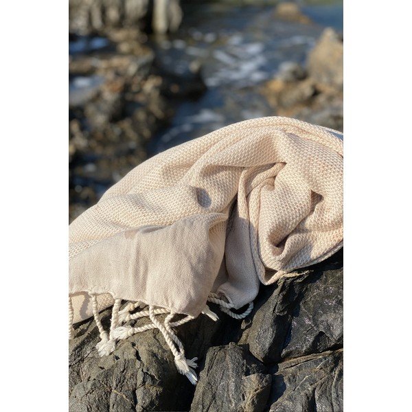 Bež bombažna odeja za plažo 90x175 cm Retro – Foutastic-image-1