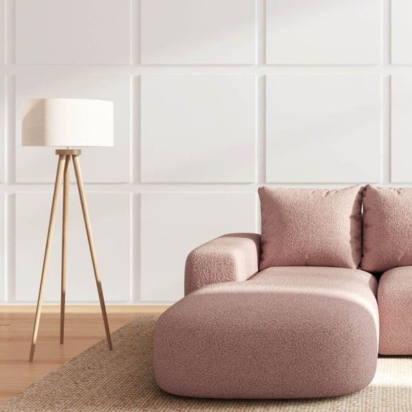 Rožnata kotna sedežna garnitura iz tkanine bouclé (levi kot/z ležalnikom) Monce – Rodier-image-3