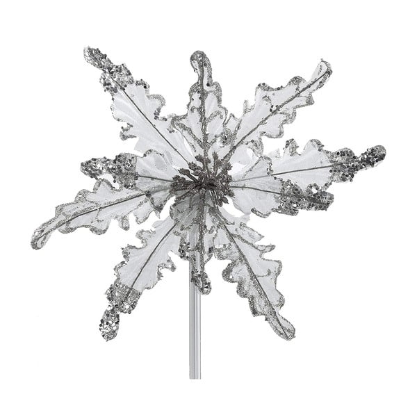 Božični plastični okrasek v obliki rože v srebrni barvi DecoKing Charlotte