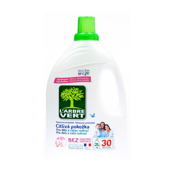 Okolju prijazen pralni gel za občutljivo kožo, L´Arbre Vert Sensitive, 2 l (30 pranj)