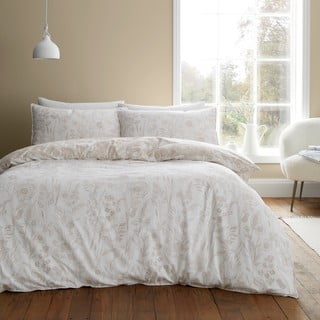 Bež flanelna podaljšana posteljnina za zakonsko posteljo 230x220 cm Floral Toile – Bianca