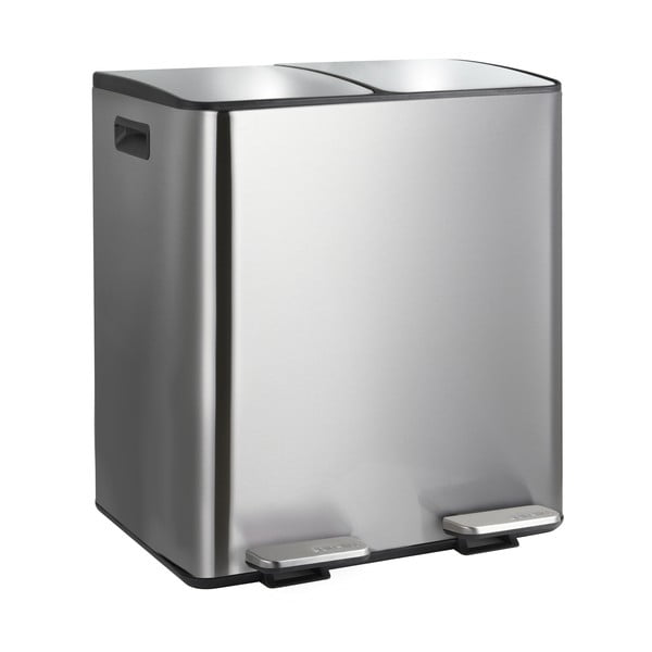 Jeklen koš za smeti za ločevanje odpadkov v mat srebrni barvi s pedalom 2x20 l Aliya – Spirella