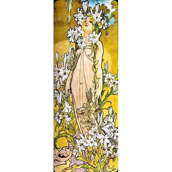 Reprodukcija slike Alfons Mucha - The Flowers Lily, 30 x 80 cm