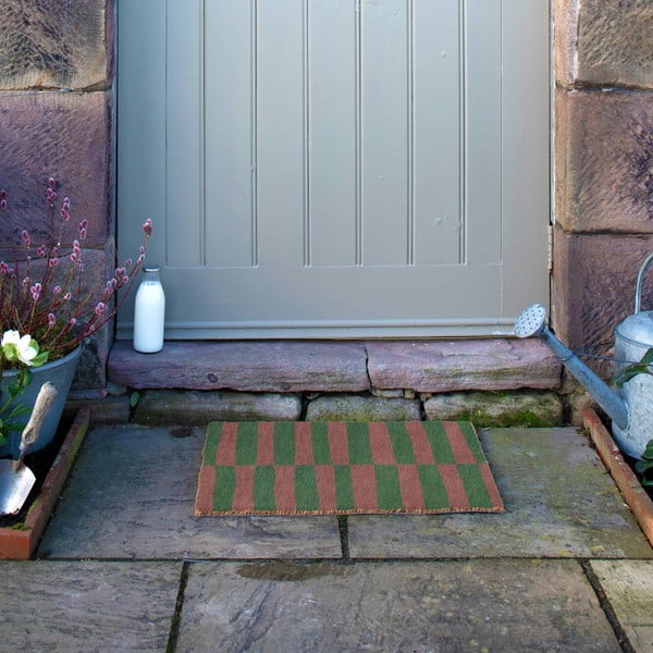 Predpražnik iz kokosovih vlaken 40x60 cm Pink & Green Half Stripes – Artsy Doormats-image-4