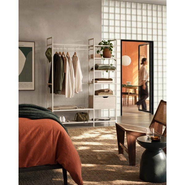 Kremno bela odprta jeklena garderobna omara 140x179,5x40 cm Amara – Marckeric-image-1