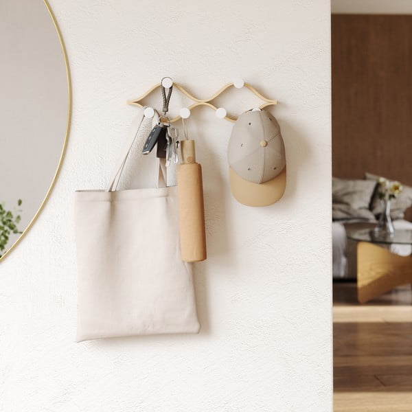 Stenski obešalnik iz masivnega kavčukovca v naravni barvi Montage – Umbra-image-1