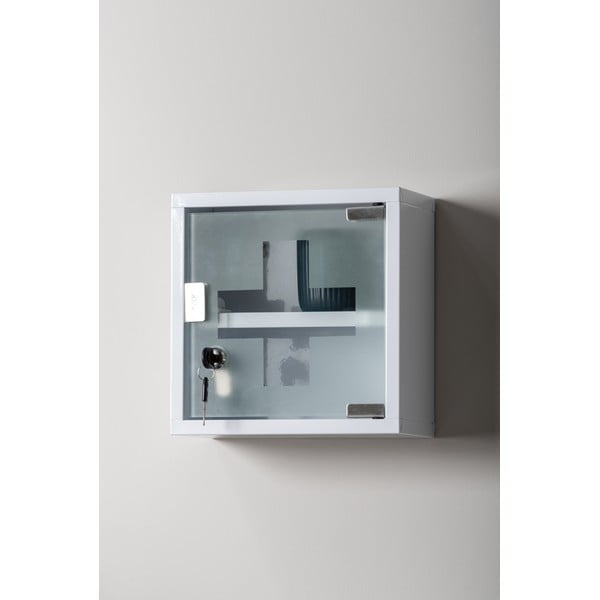 Bela kovinska stenska kopalniška omarica 12x25 cm    – PT LIVING-image-1