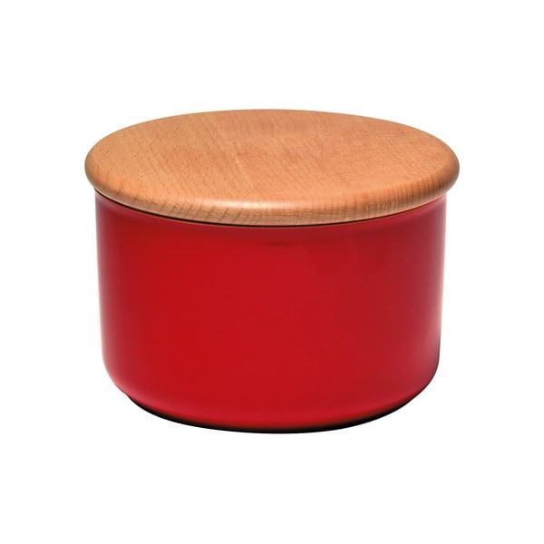 Rdeč kozarec z lesenim pokrovom Emile Henry, prostornina 0,5 l