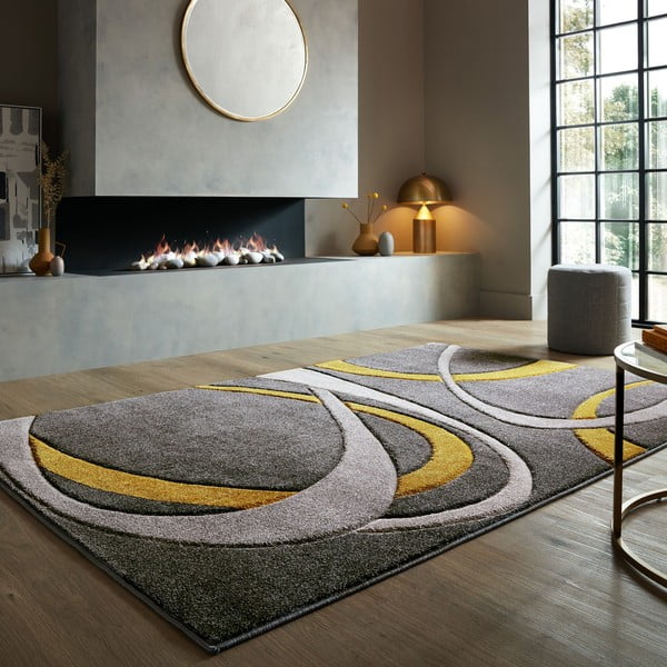 Oker rumena/siva preproga 160x230 cm Elude Orb – Flair Rugs-image-1