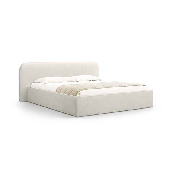 Svetlo siva oblazinjena zakonska postelja s prostorom za shranjevanje in z letvenim dnom 180x200 cm Elizabeth – Micadoni 