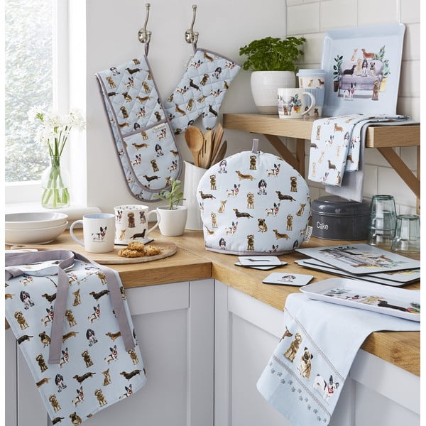 Kuhinjske krpe in kuhinjnska rokavica v kompletu 4 ks Curious Dogs – Cooksmart ®-image-2