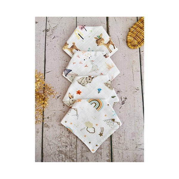 Beli muslinski slinčki v kompletu 4 kos Mila - Lydia&Co-image-1