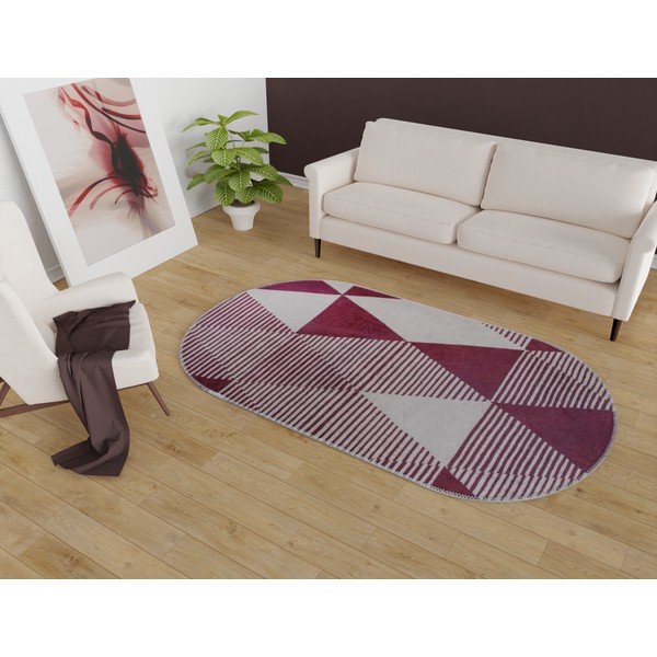 Bordo rdeča pralna preproga 80x120 cm Oval – Vitaus-image-1