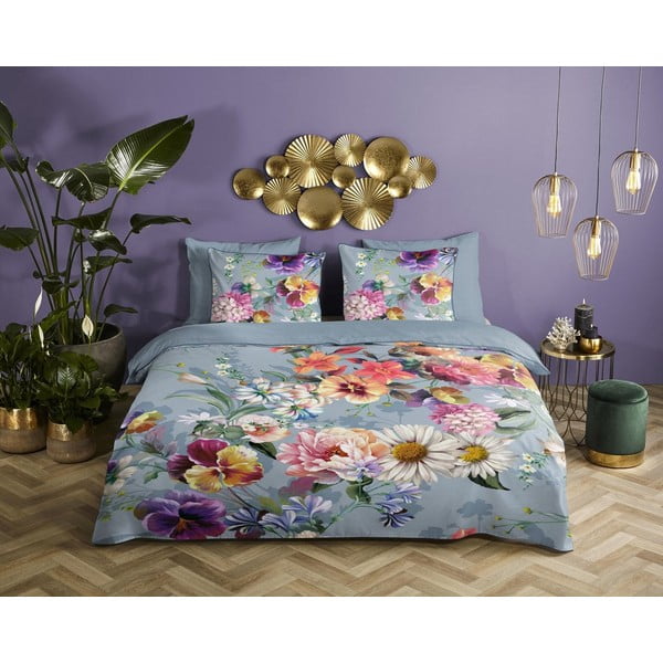 Siva posteljnina iz organskega bombaža Descanso Sunflower, 200 x 220 cm-image-3