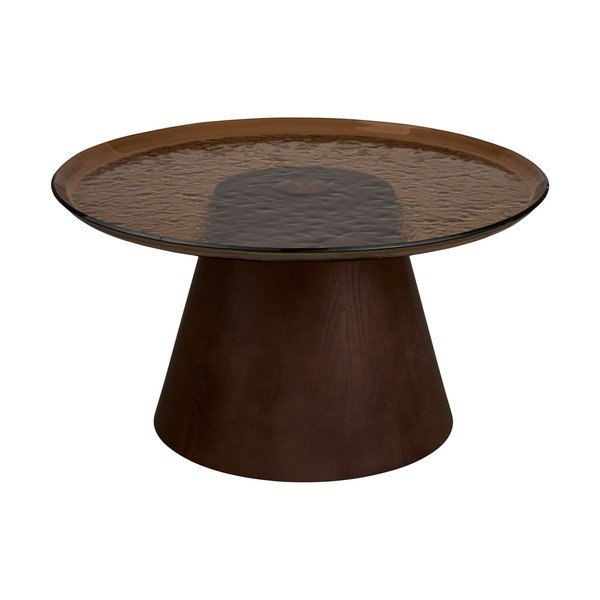 Temno rjava okrogla klubska mizica s stekleno mizno ploščo ø 80 cm Orvieto – House Nordic