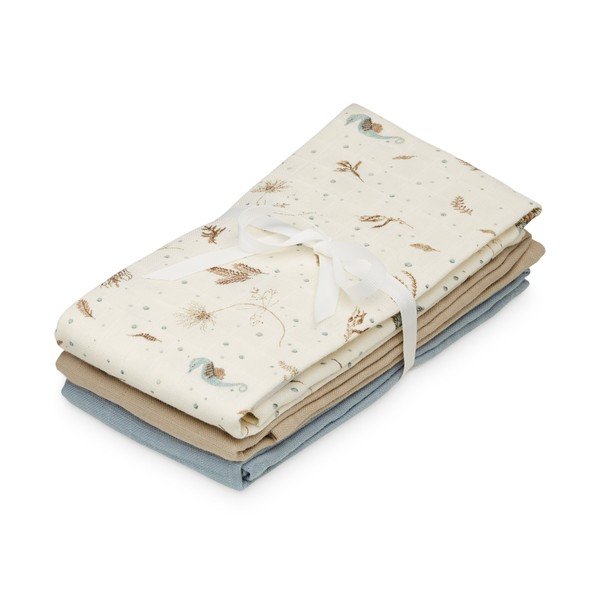 Svetlo rumene plenice v kompletu 3 ks iz organskega bombaža 70x70 cm Sea Garden – Cam Cam Copenhagen