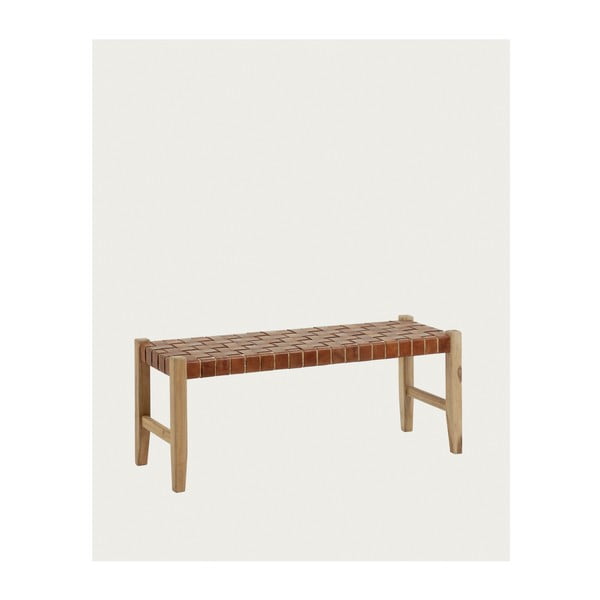 Usnjena klop v konjak rjavi in naravni barvi Calixta – Kave Home-image-3