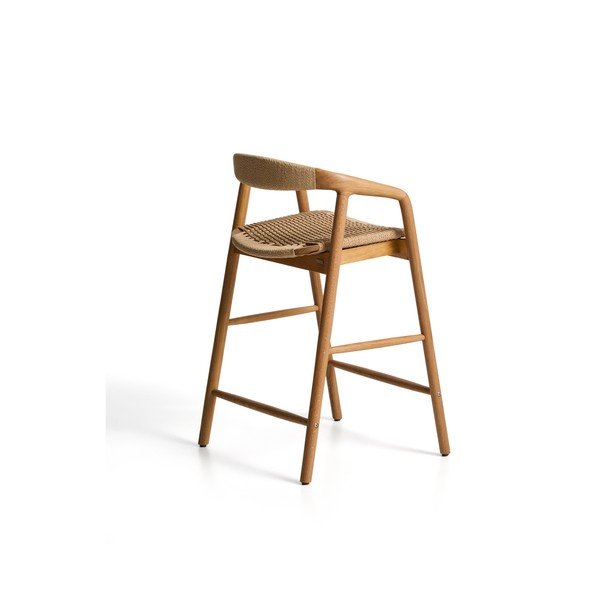 Barski stol z nasloni za roke iz masivnega hrasta v naravni barvi (višina sedeža 65 cm) Derile – Kave Home-image-2