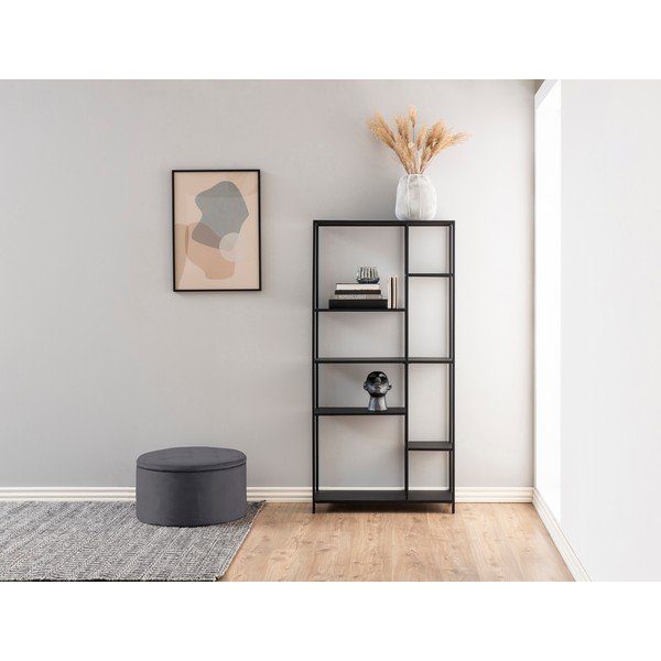 Siv žameten tabure Actona Retina, ⌀ 60 cm-image-1