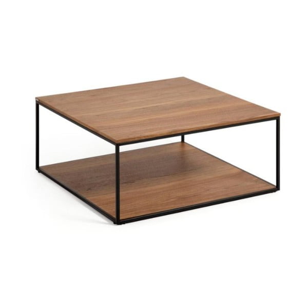 Rjava mizica z vrhom z orehovo ploščo 80x80 cm Yona - Kave Home