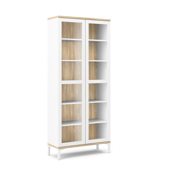Bela vitrina v hrastovem dekorju 89x203x36 cm Roomers – Tvilum-image-2